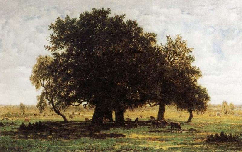 Theodore Rousseau Oak Trees near Apremont Spain oil painting art